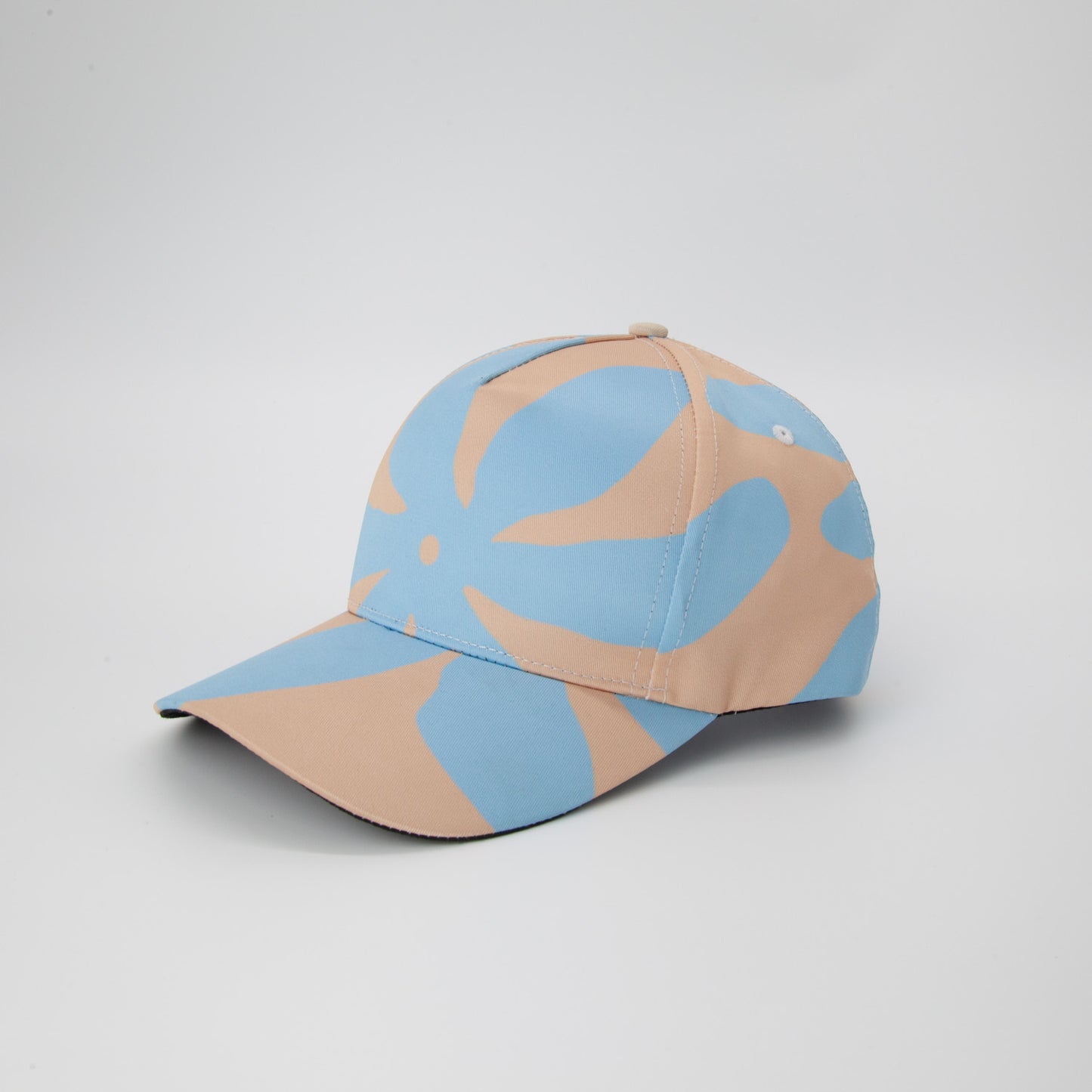 Blue & Brandy Abstract Flowers Snapback Cap