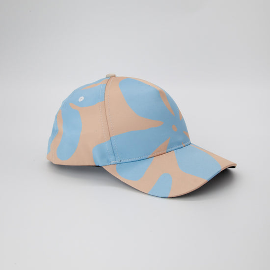 Blue & Brandy Abstract Flowers Snapback Cap