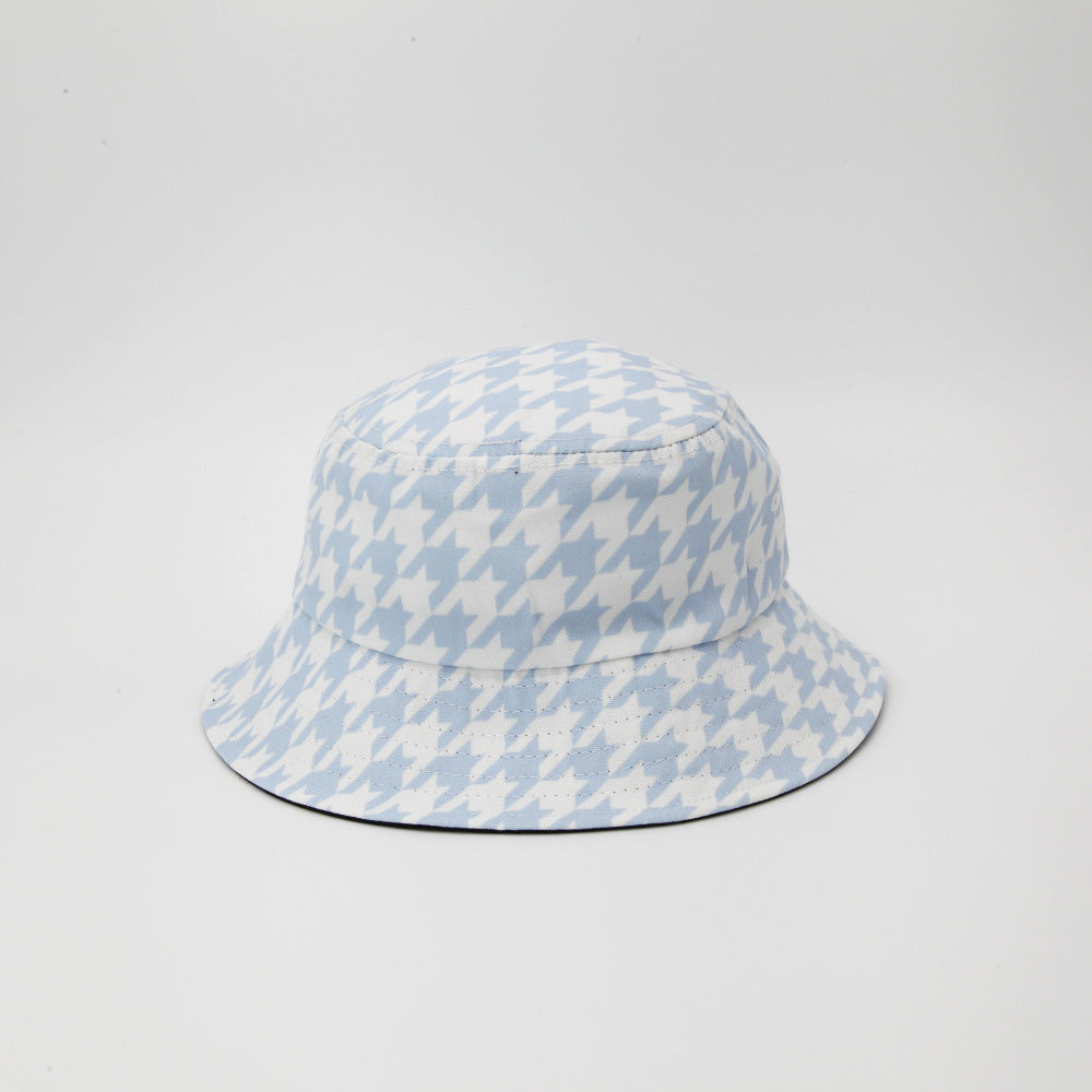 Pale Blue Houndstooth Bucket Hat
