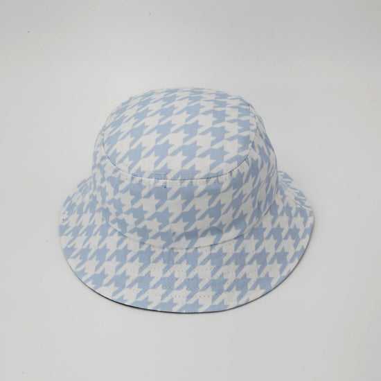 Pale Blue Houndstooth Bucket Hat