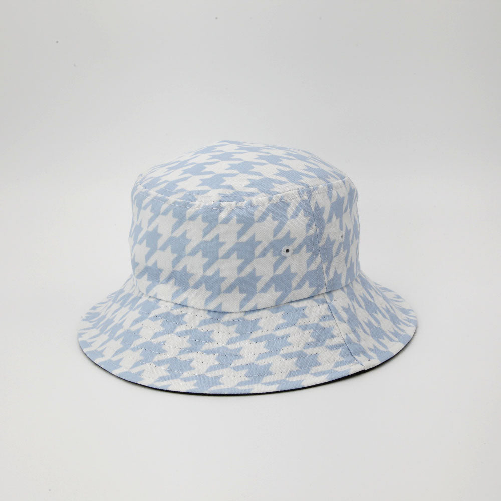 Pale Blue Houndstooth Bucket Hat