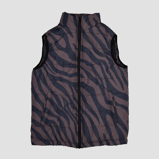 Chocolate Zebra Unisex Puffer Vest Jacket