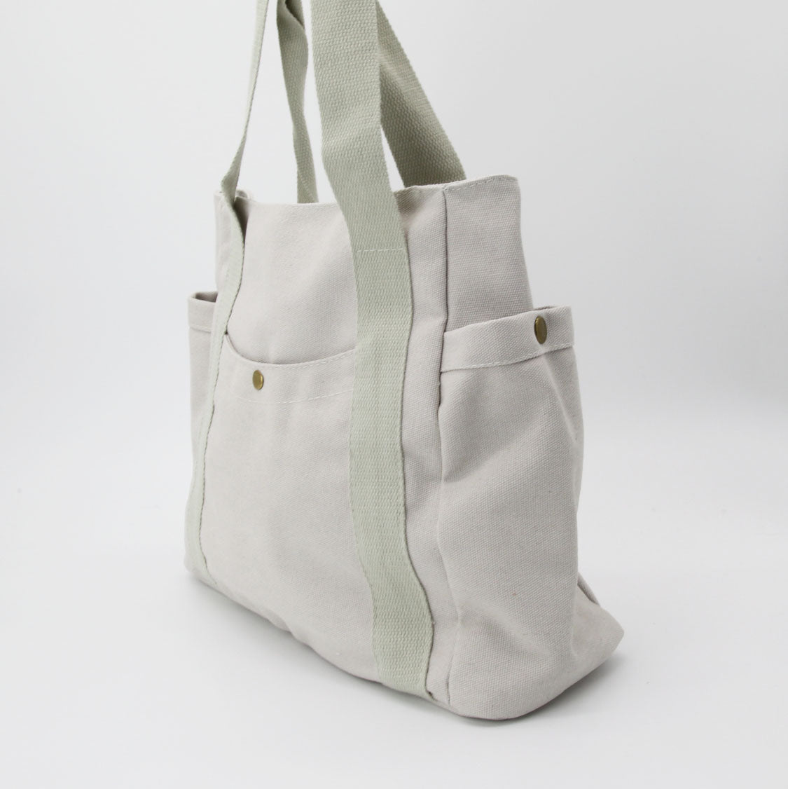 Large Canvas Tote Bag With Pockets & Zipper in Beige – Harlow & Lloyd