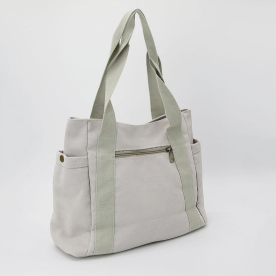 Casual Canvas Tote Bag Multi Pockets Crossbody Bag Portable - Temu