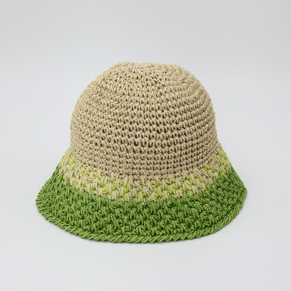 Straw Crochet Bucket Hat in Green & Natural Harlow & Lloyd