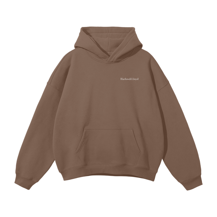 Premium Oversized Heavy Fleece Hoodie with Blue Handpainted Flower - Unisex