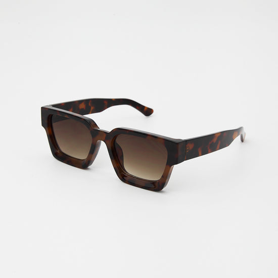 Emery Small Square Frame Sunglasses in Brown Tort