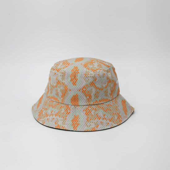 Green & Orange Snake Print Bucket Hat