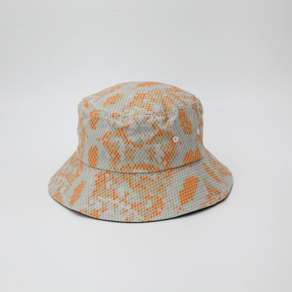 Green & Orange Snake Print Bucket Hat