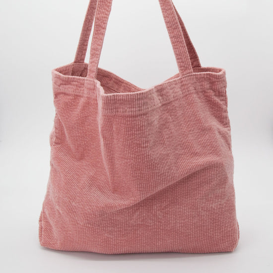 Load image into Gallery viewer, Pink Corduroy Large Tote Bag

