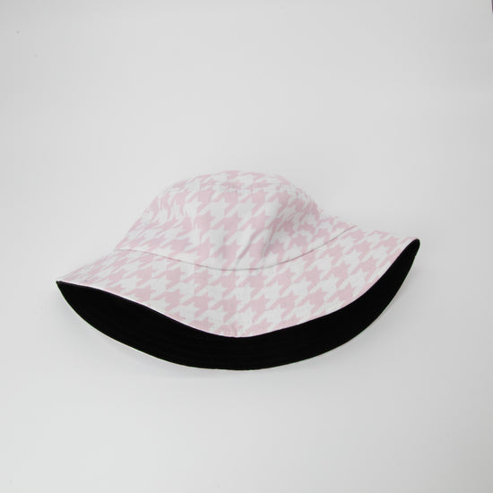 Pale Pink Large Houndstooth Bucket Hat