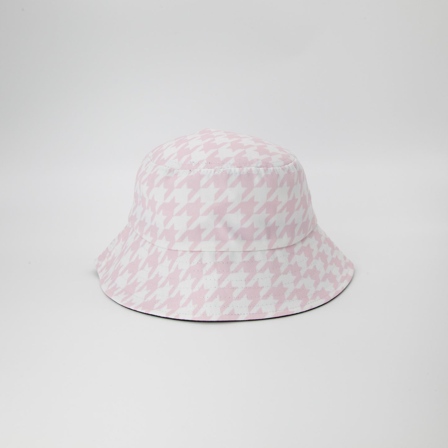 Pale Pink Large Houndstooth Bucket Hat