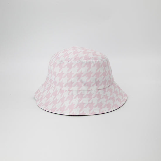 Pale Pink Large Houndstooth Bucket Hat