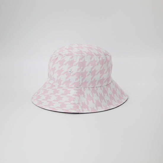 Pale Pink Large Houndstooth Bucket Hat