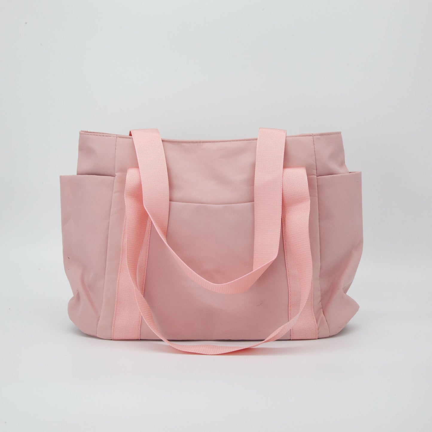 Pink Nylon Tote Bag with Multi Pockets & Zip