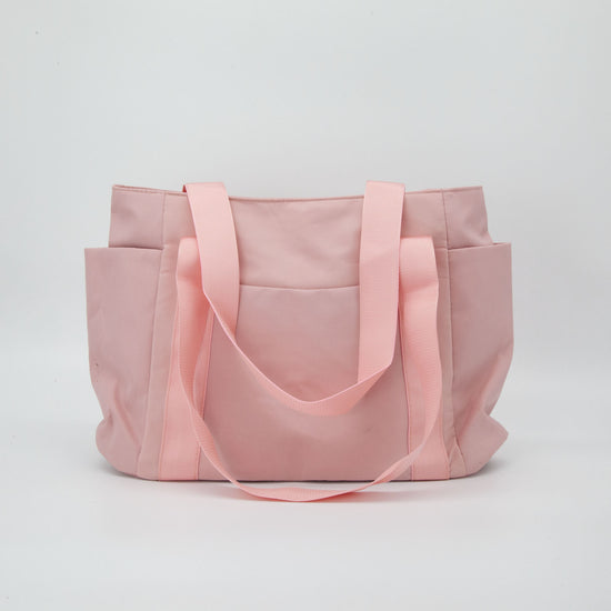 Pink Nylon Tote Bag with Multi Pockets & Zip