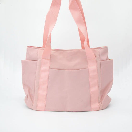 Pink Nylon Tote Bag with Multi Pockets & Zip