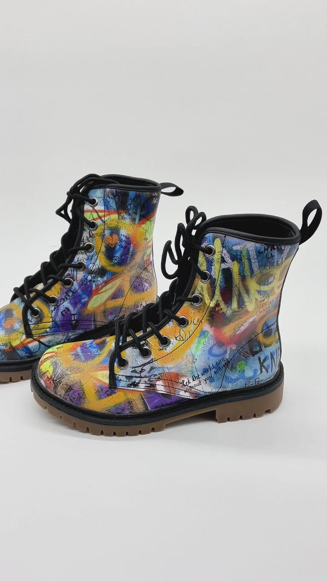 Peace Graffiti Lace Up Boots
