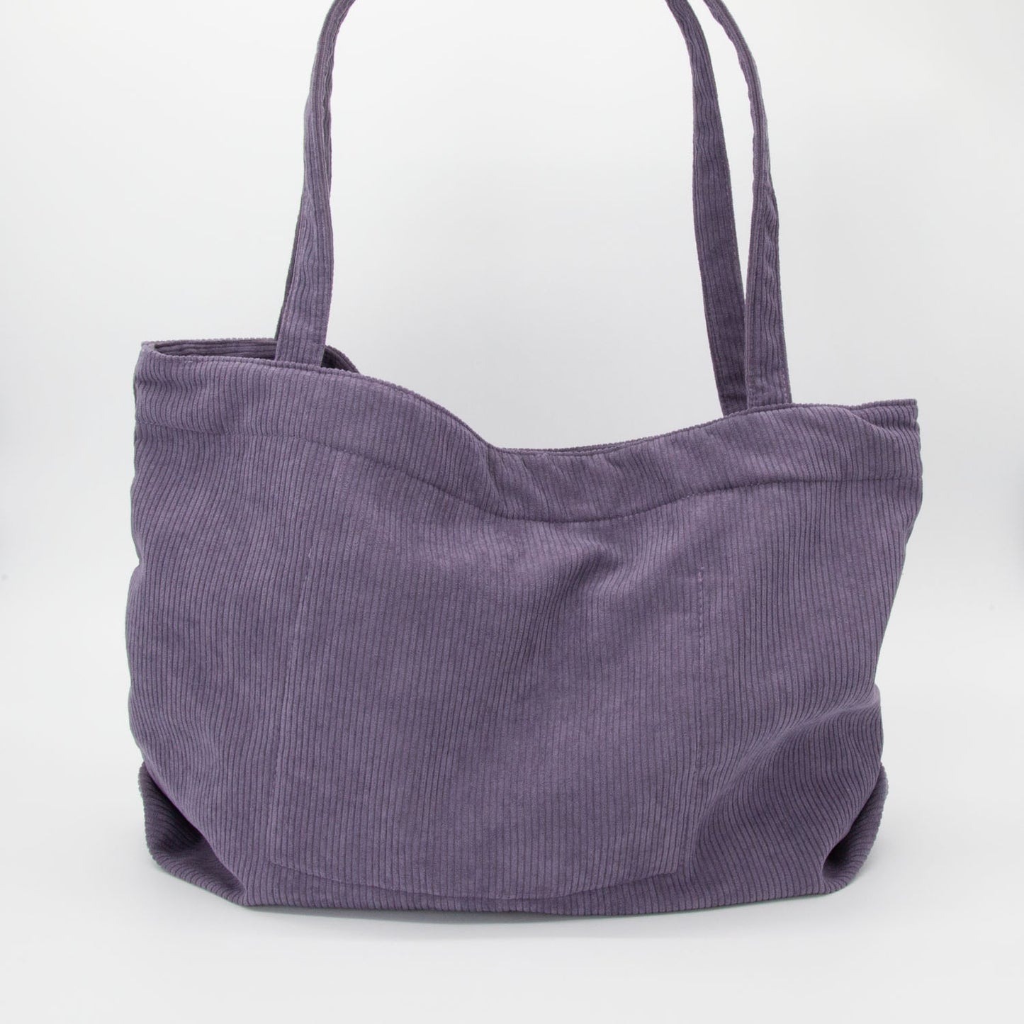 Wide Corduroy Tote Bag in Purple