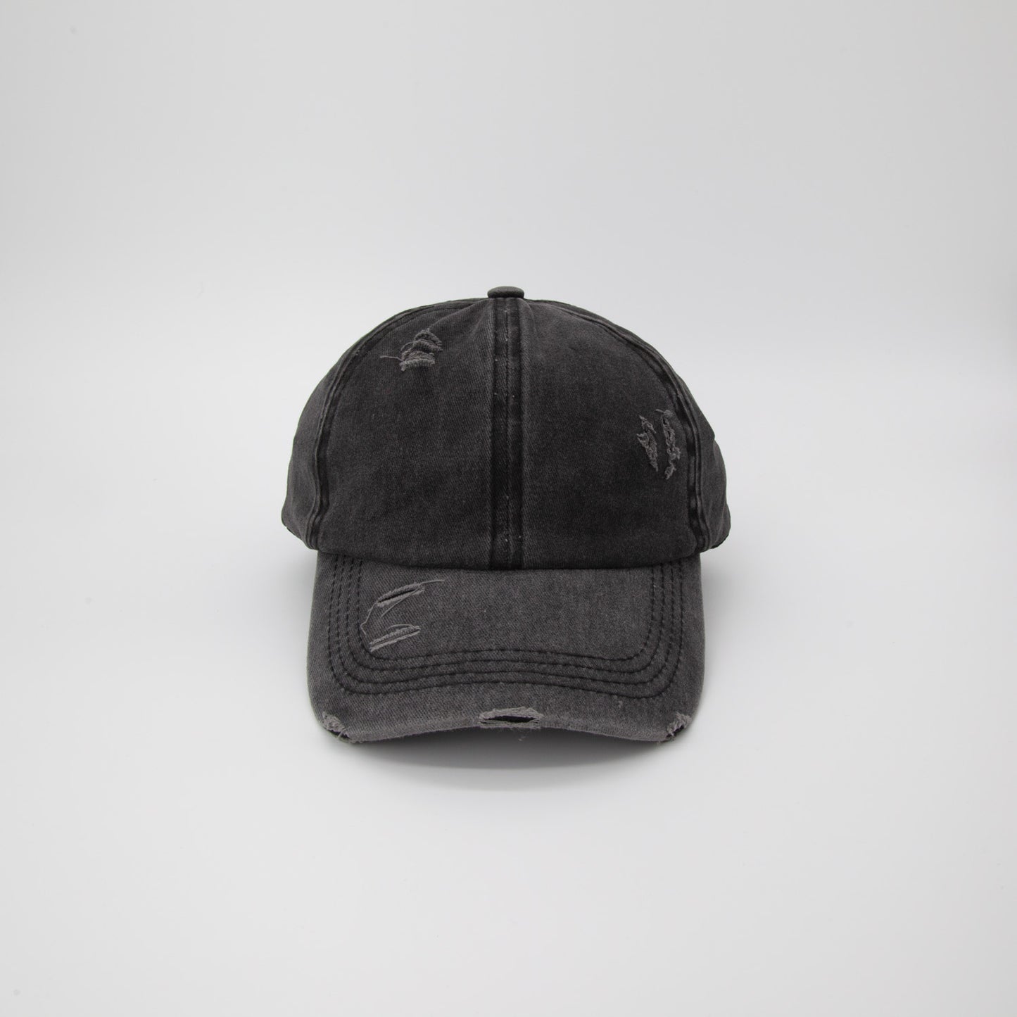 Riley Distressed Washed Baseball Cap in Black