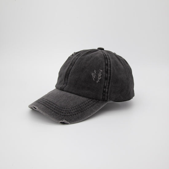 Riley Distressed Washed Baseball Cap in Black