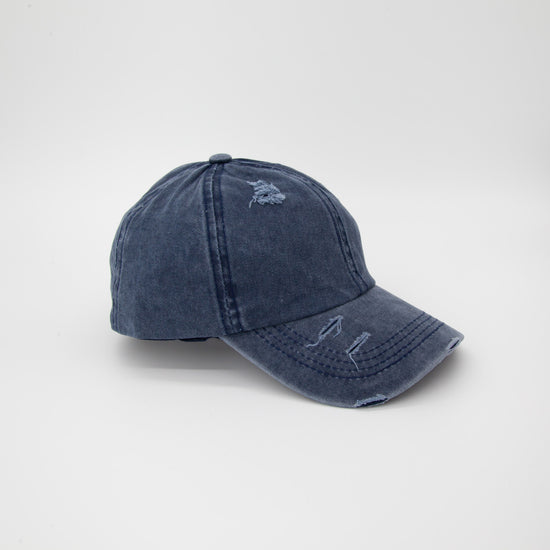 Riley Distressed Washed Baseball Cap in Blue