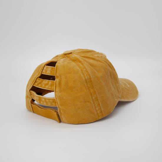 Riley Distressed Washed Baseball Cap in Yellow