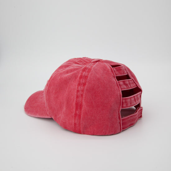 Riley Distressed Washed Baseball Cap in Red