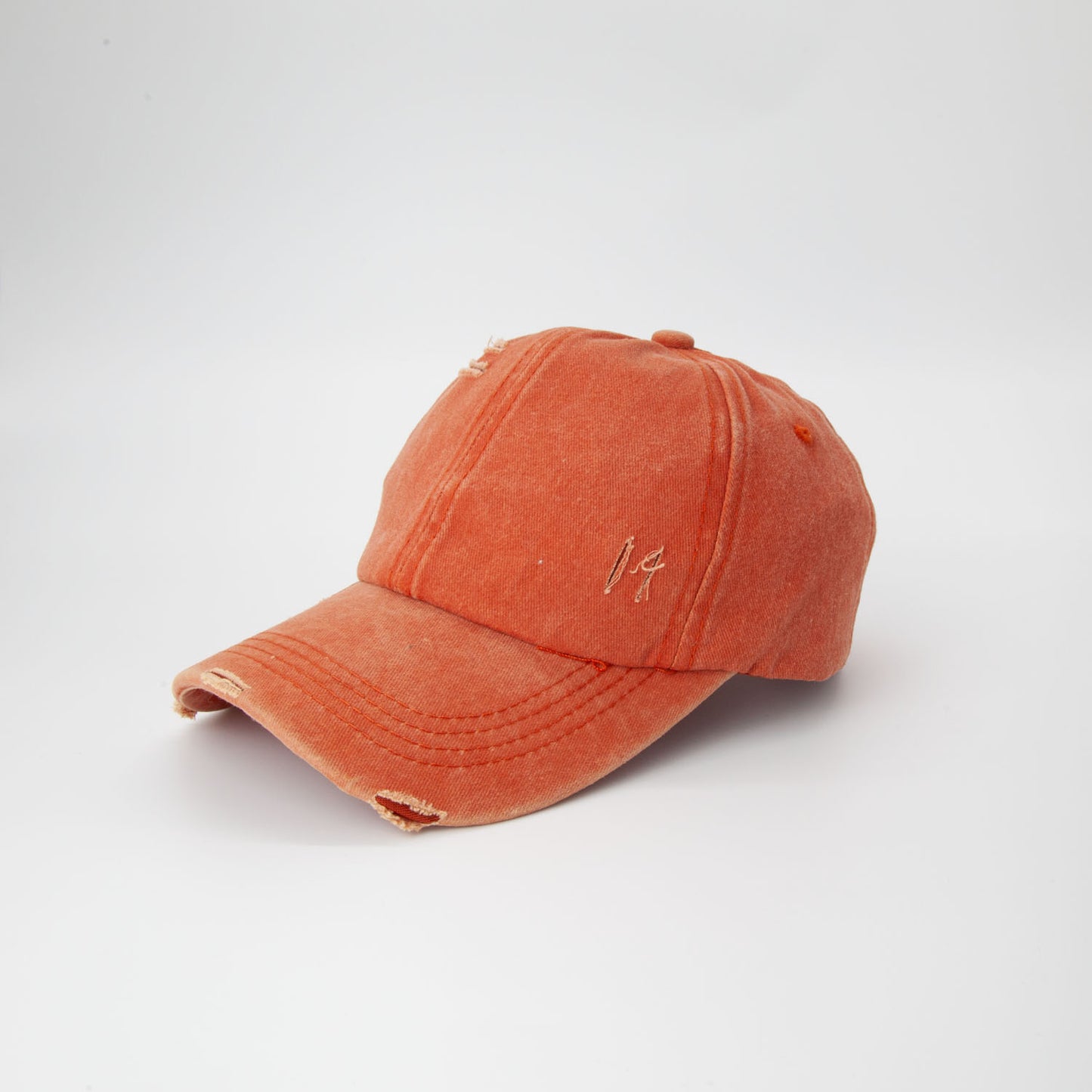 Riley Distressed Washed Baseball Cap in Orange