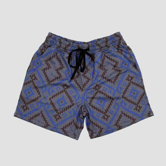 Storm Blue Aztec Mid Length Shorts