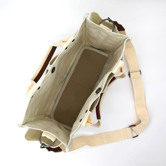 Multi Pocket Canvas Crossbody Tote Bag in White