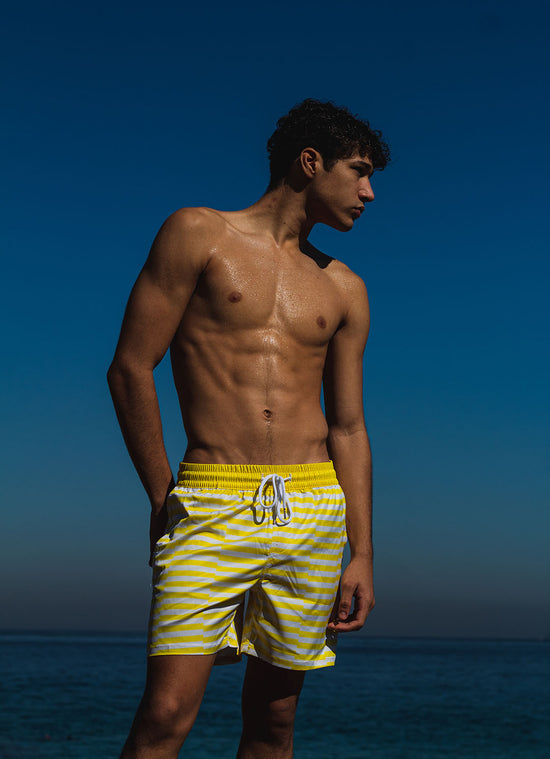 Zone Yellow Striped Swim Shorts (S2)