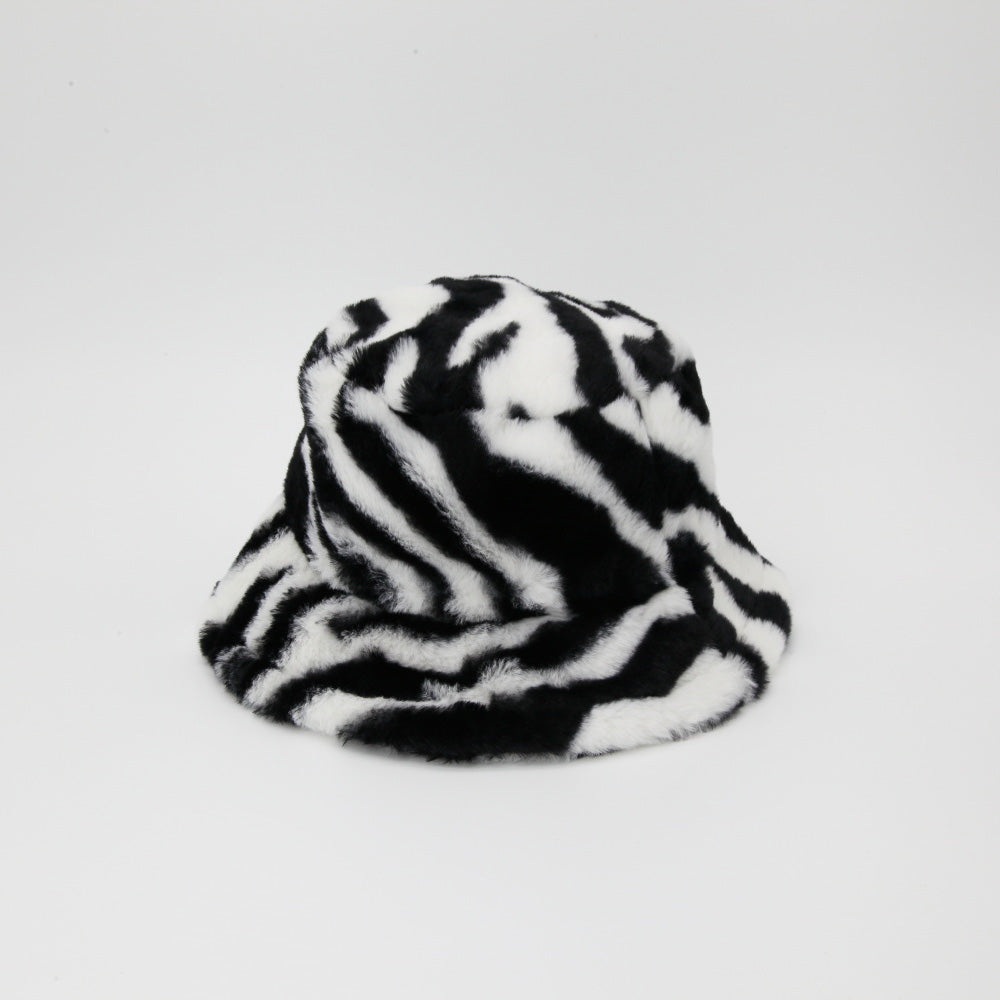 Zebra Print Fluffy Bucket Hat