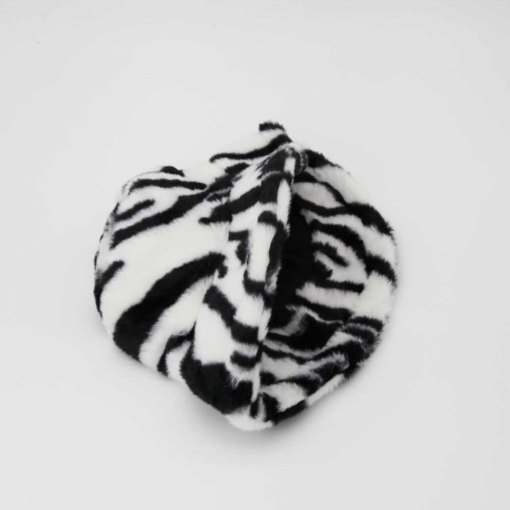 Zebra Print Fluffy Bucket Hat