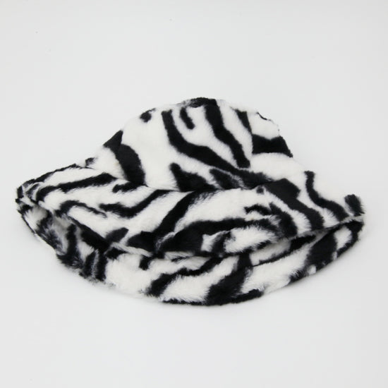 Zebra Print Fluffy Bucket Hat