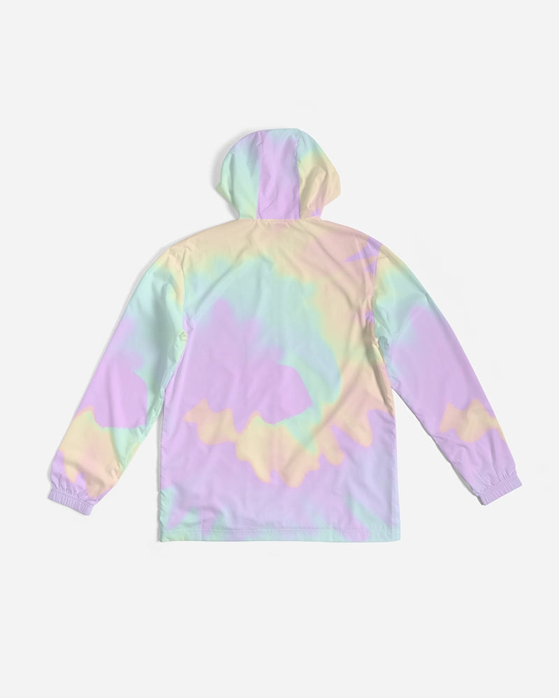 Lilac Mint Tie Dye Men's Windbreaker Hooded Jacket