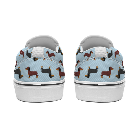 Dachshund Blue Slip On Unisex Canvas Shoes