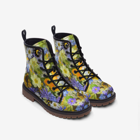 Spring Flowers Lace Up Boots