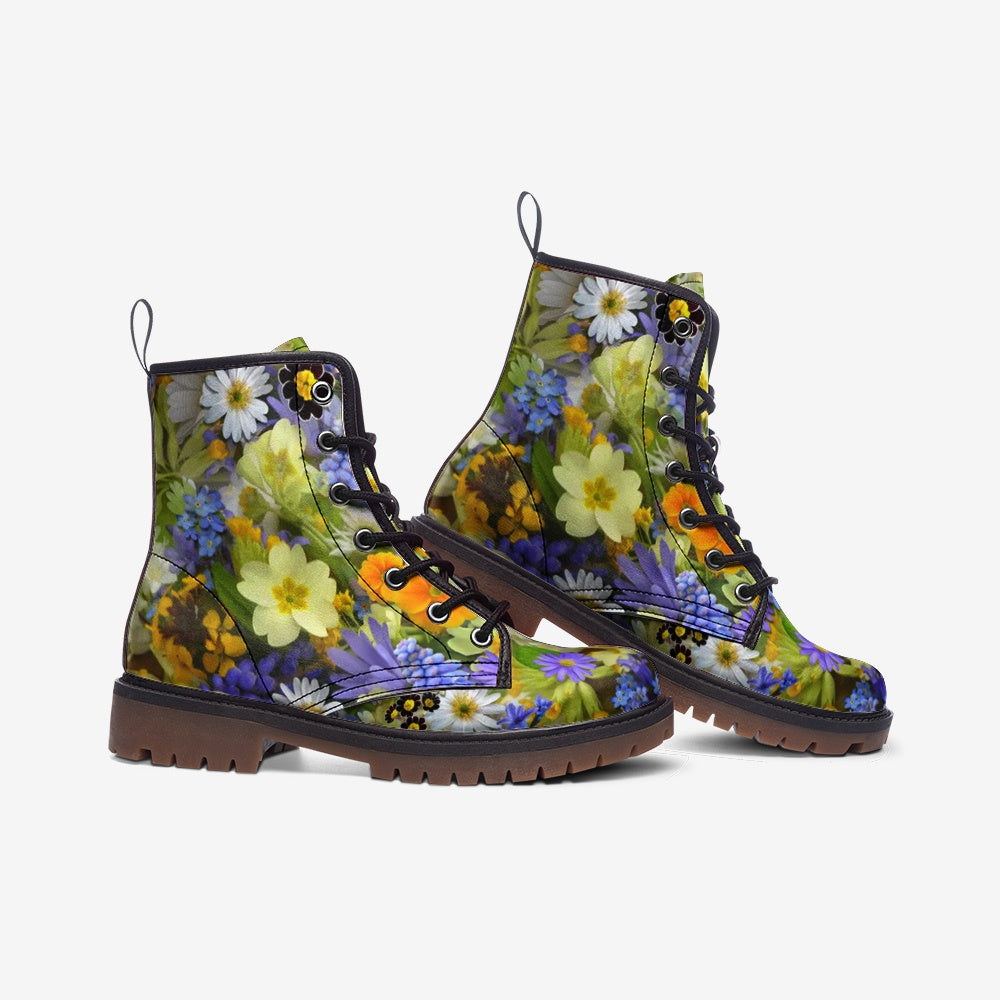 Spring Flowers Lace Up Boots