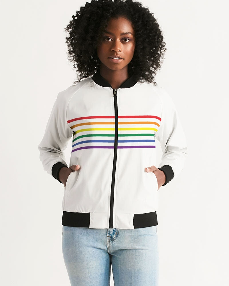 Rainbow Thin Stripes Women's Bomber Jacket