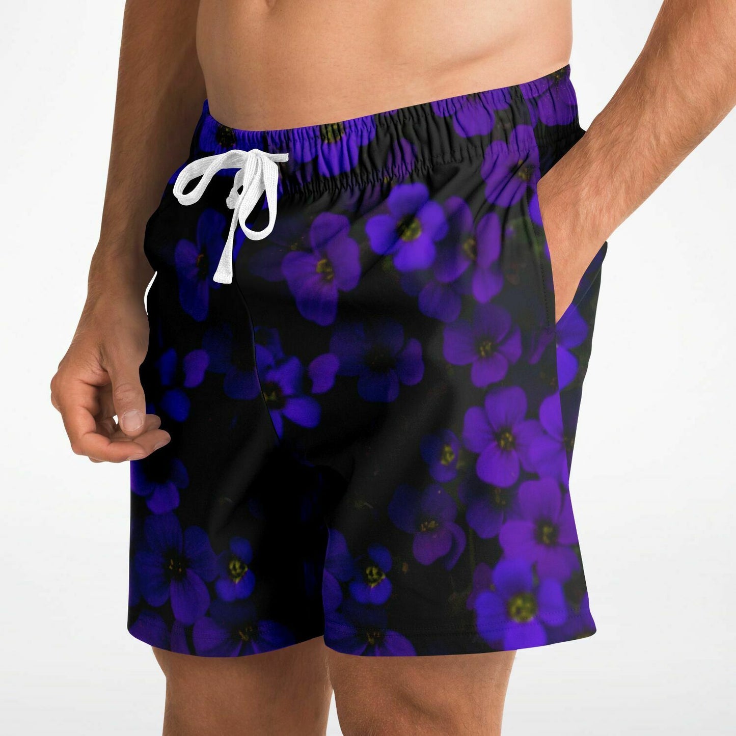 Midnight Purple Flower Fleece Shorts