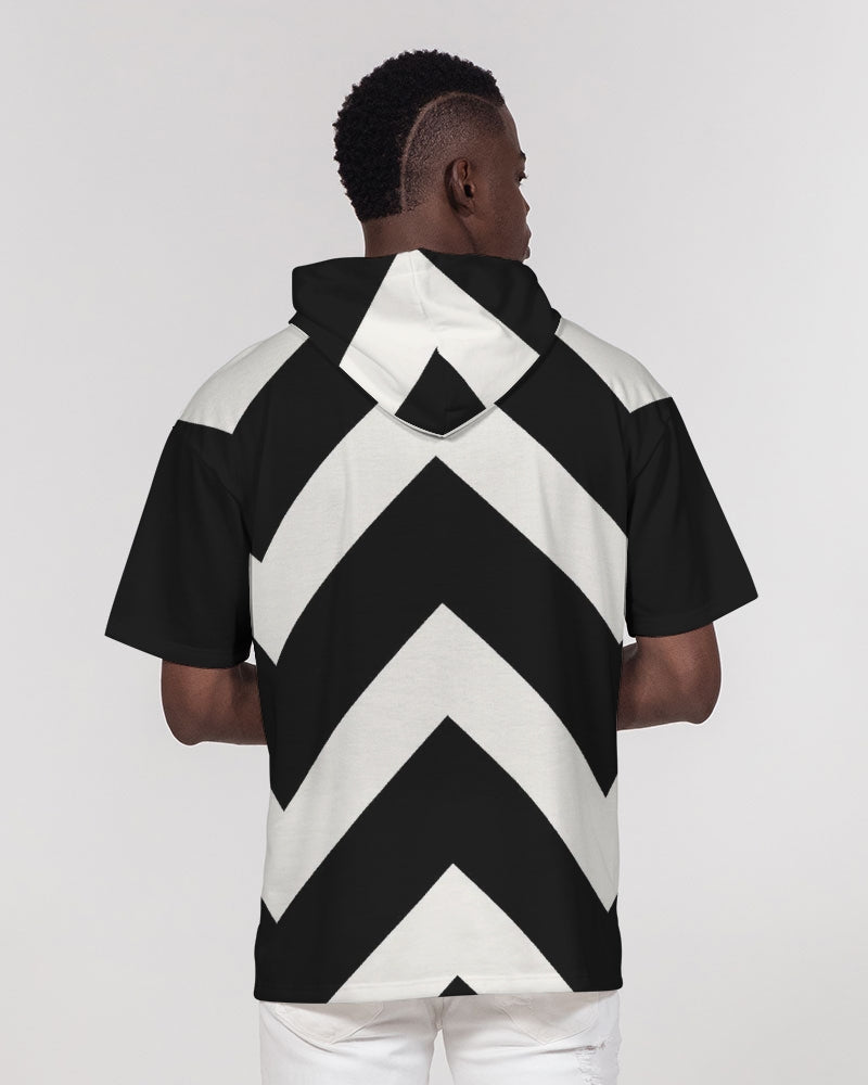 Load image into Gallery viewer, Black &amp;amp; White Stripe Premium Heavyweight Short Sleeve Hoodie
