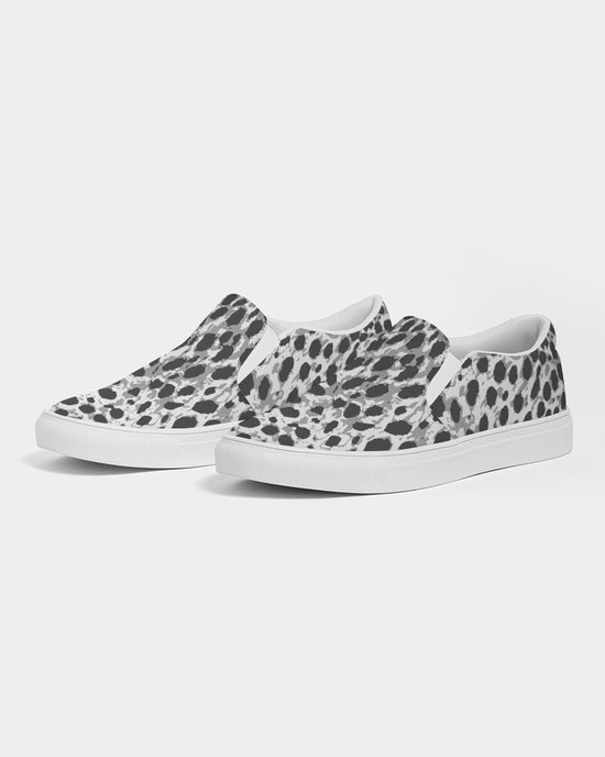 Load image into Gallery viewer, Black &amp;amp; White Leopard Print Men&amp;#39;s Slip On Canvas Shoe

