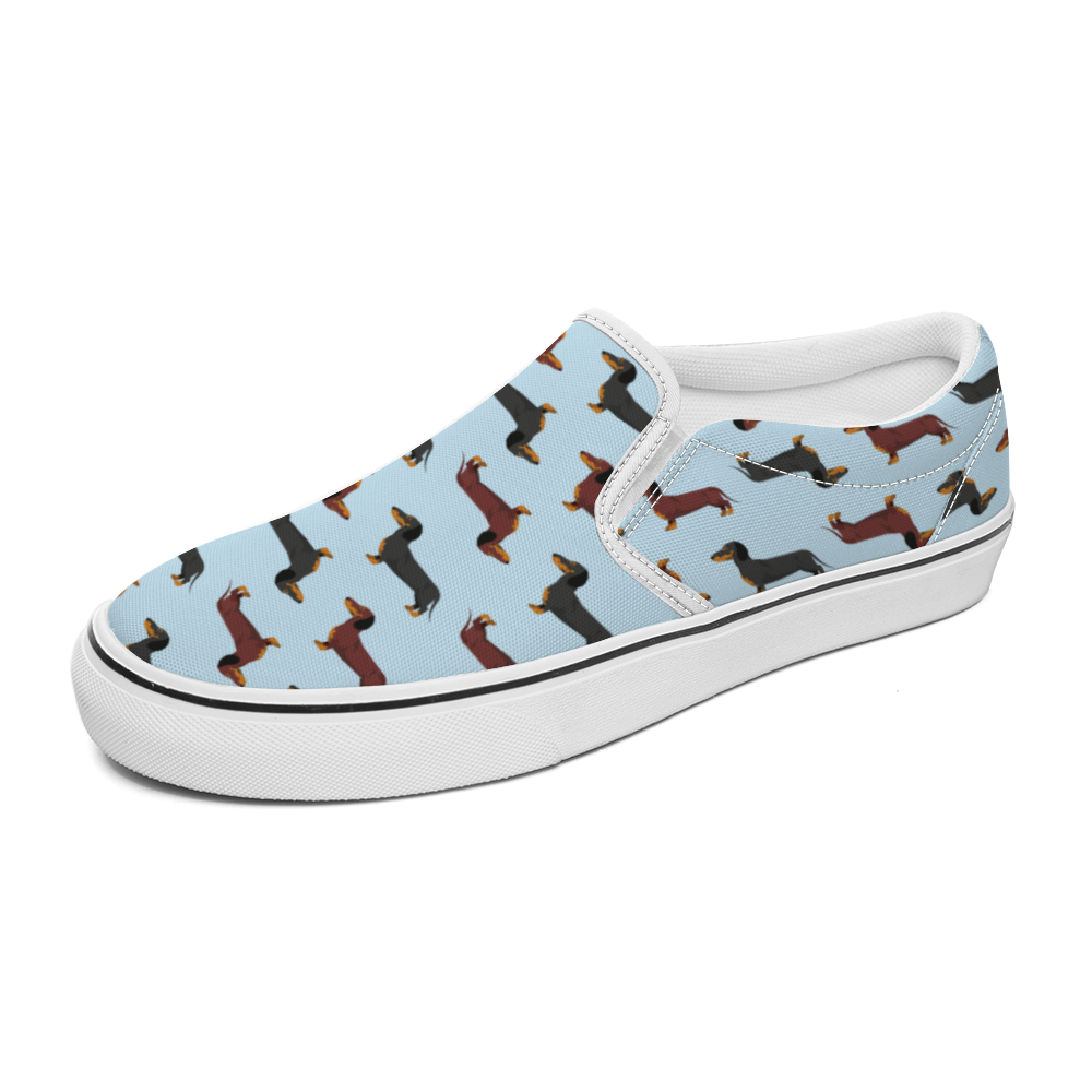 Dachshund Blue Slip On Unisex Canvas Shoes