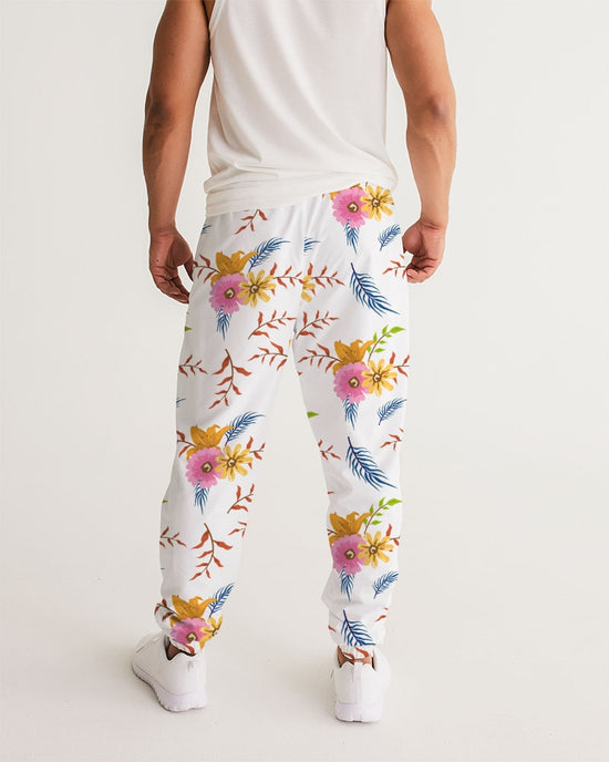 White Summer Floral Lightweight Men's Track Pants