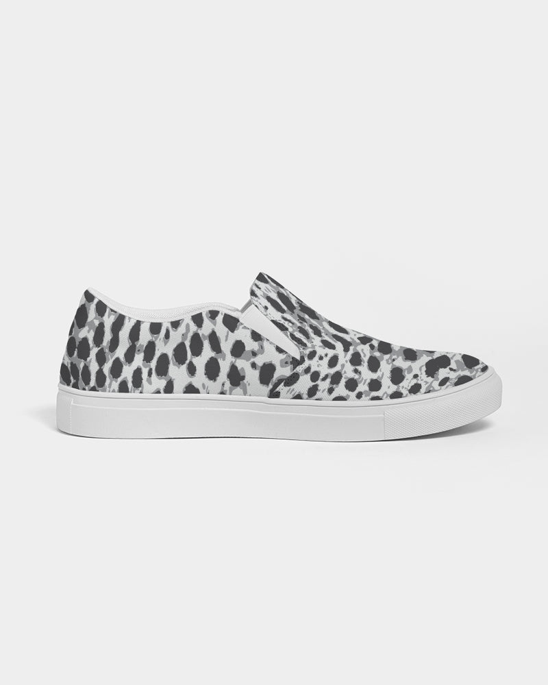 Black & White Leopard Print Men's Slip On Canvas Shoe