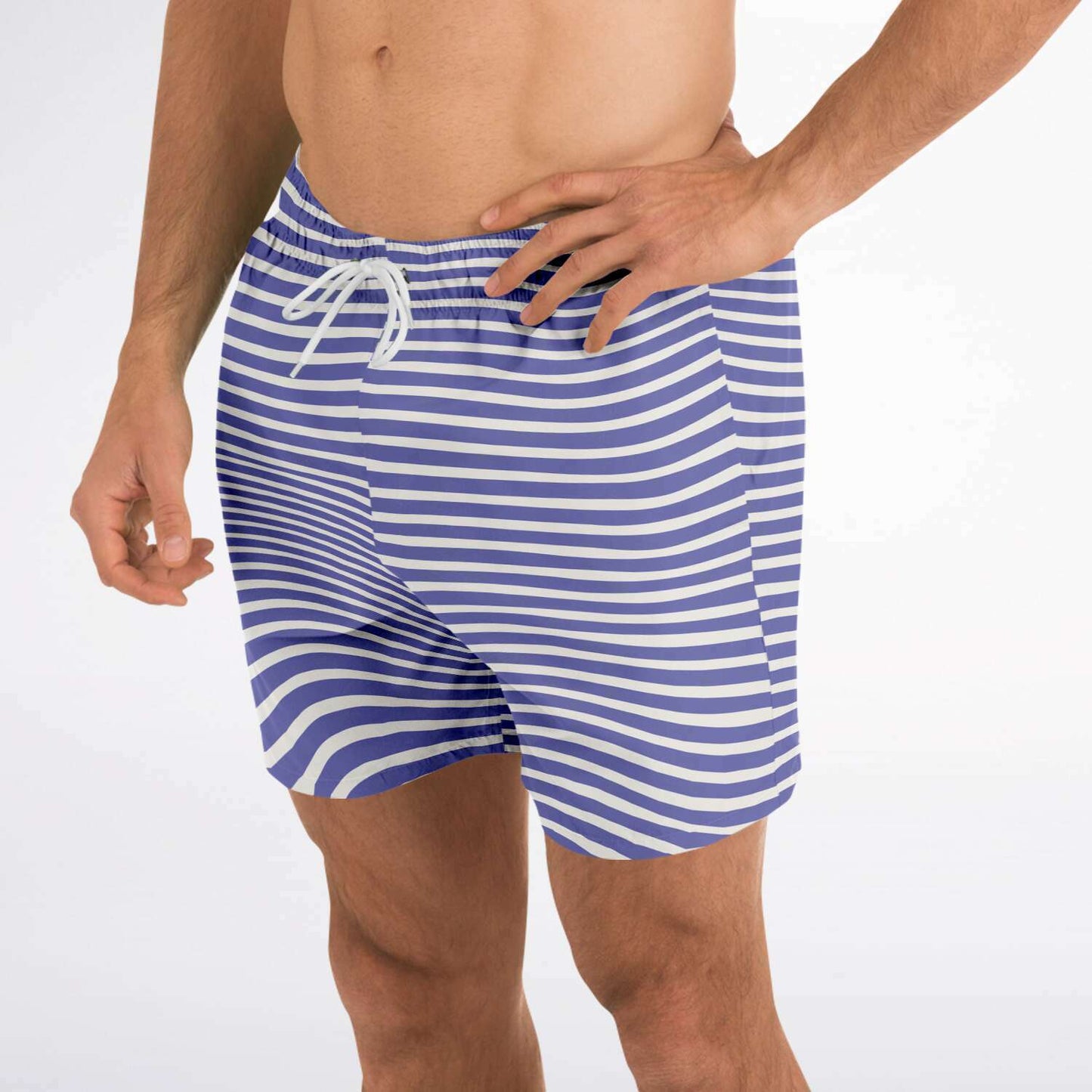 Blue Violet Wave Stripes Swim Shorts