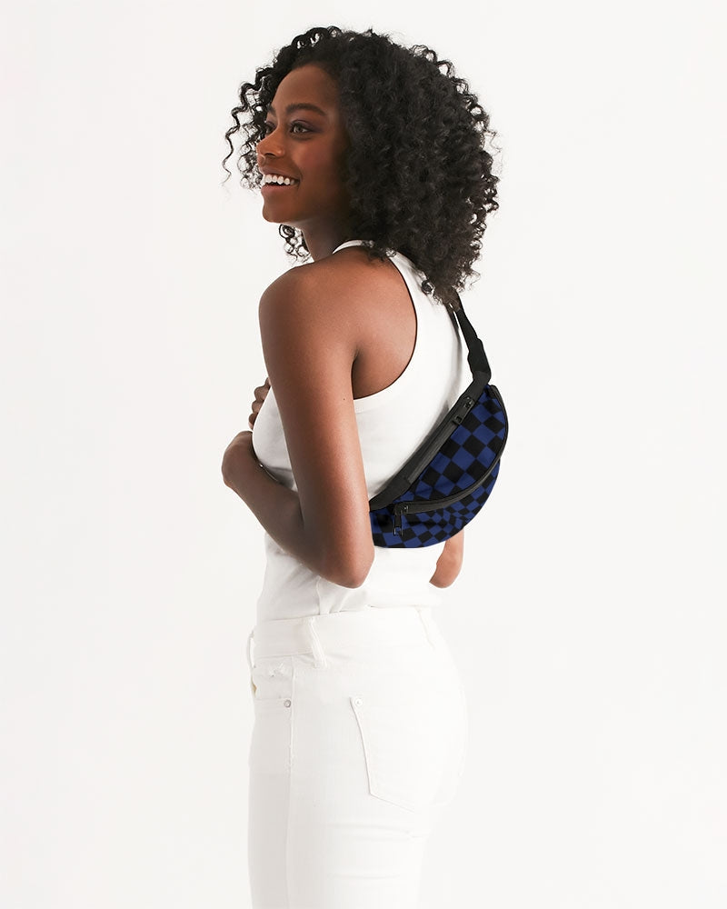 Load image into Gallery viewer, Black &amp;amp; Blue Checkerboard Crossbody Sling Bag (Unisex)
