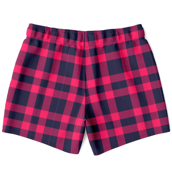 Red & Navy Tartan Swim Shorts