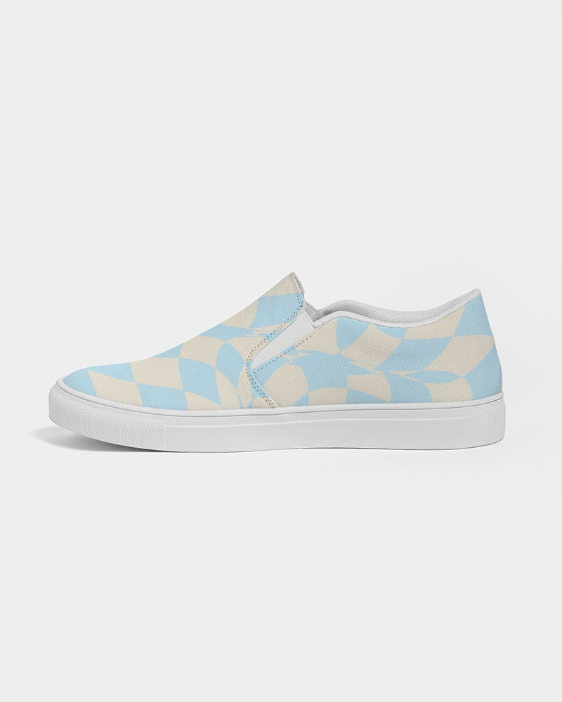 Blue & Vanilla Ripple Check Men's Slip On Canvas Shoe